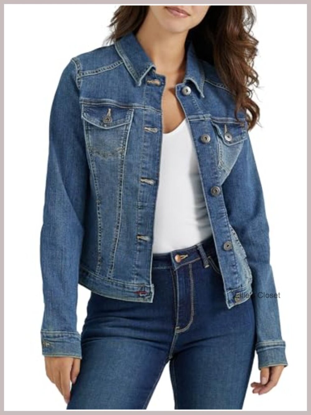 Women's Stretch Denim Jacket Classic Long Sleeve Cotton